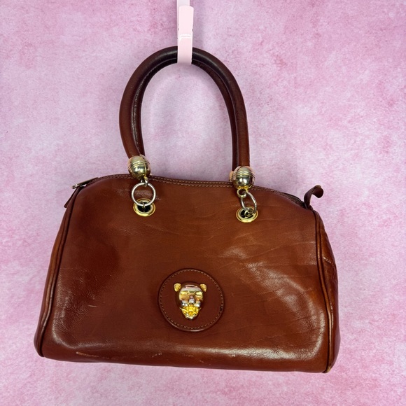 Source Unknown Handbags - 260. Brown Leather Handbag Satchel w/ Gold Lion Hardware made in Italy 🟫